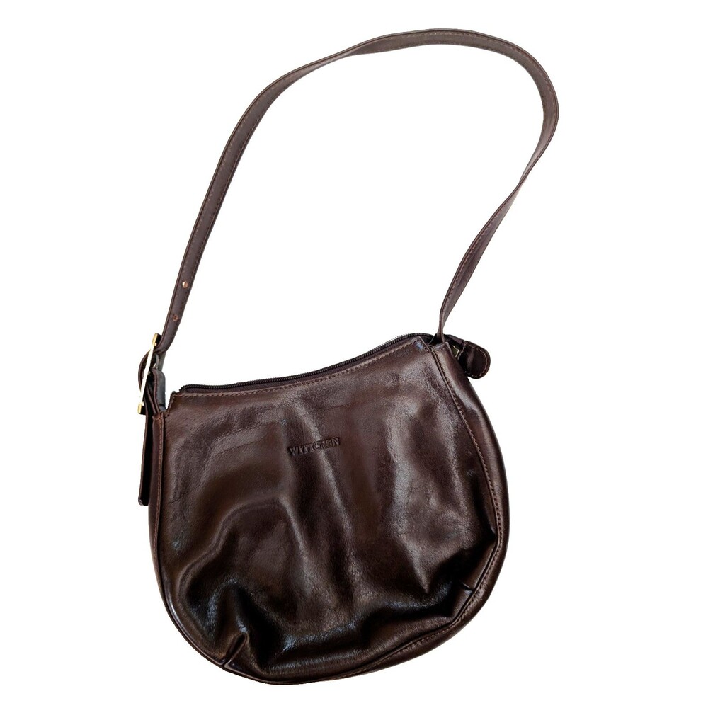 Vintage Wittchen Brown Genuine Leather Shoulder Bag Purse Brass Hardware Y2K